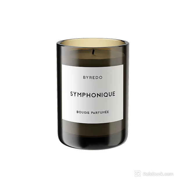 Stylish BYREDO Symphonique Scented Candle In Brown Glass With White Label 3d model 