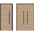 Modern Wooden Doors With Single And Double Panel Black Frames And Handles 3d model