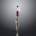 Decorative Weapon With Silver Spearhead Red Top White Cloth And Chain Ornament