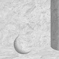 Textured White Interior Wall Surface With Decorative Stone Sphere And Natural Texture 3d model