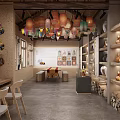 Traditional Craft Shop Interior With Colorful Lanterns Pottery Ornaments And Wooden Furniture
