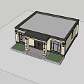 Modern White Single Family House With Multiple Windows Green Trees Lawn And Paved Driveway