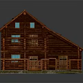 Traditional Log Cabin With Red Tile Roof Wooden Balcony And Porch Structure Design