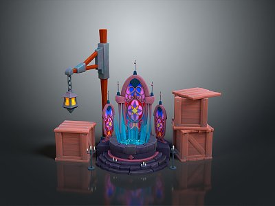 Altar Temple Shrine Hero Altar Cartoon Building Outdoor Items Realistic 3d model