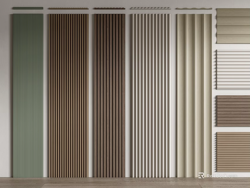 Decorative Wall Panels with Various Colors and Different Textures for Interior Design 3d model