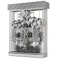 Bonsai Potted Plants On Black Metal Multi Layer Frame With Hanging And Large Leaf Plants