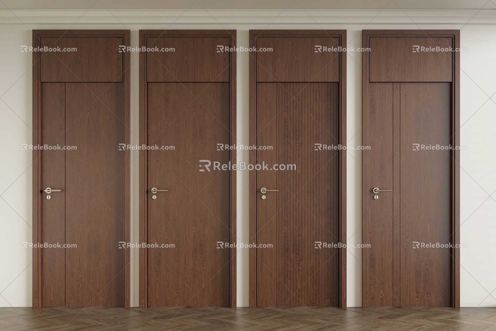 Middle Style Door Bedroom Door Single Door Wooden Door 3d model