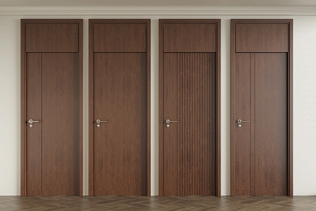 Middle Style Door Bedroom Door Single Door Wooden Door 3d model