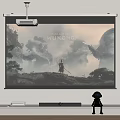 Projection Curtain Projector Modern Projection Curtain 3d model