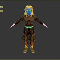 Fantasy Character With Flame Hair Brown Outfit And Fire Creature Elements