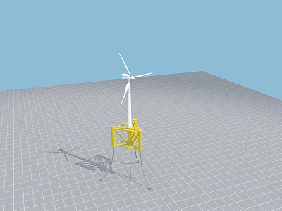 Industrial Wind Turbine Equipment With Yellow Support Structure And White Rotor Blades 3d model