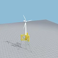 Industrial Wind Turbine Equipment With Yellow Support Structure And White Rotor Blades