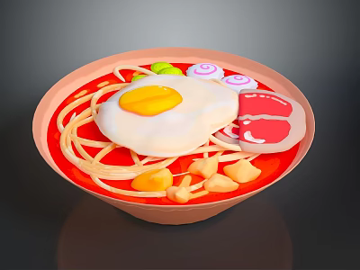 Noodles Egg Noodles Vegetable Noodles Birthday Noodles Marinated Noodles Hot Soup Noodles Cartoon Food Cartoon Noodles Food 3d model