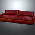 Red Leather Two Seater Sofa With Modern Design And Smooth Surface Texture 3d model