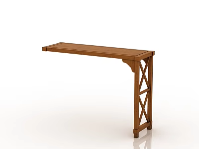 Decorative Wooden Cabinet with Crossed Legs and Long Tabletop Design 3d model