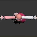 Cute Child Cartoon Girl in Pink Dress with Cat Ears and Outstretched Arms