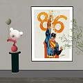 Modern Abstract Art Painting Featuring Superman With Number 86 And Splatter Paint Effect 3d model