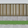 Modern Feature Wall Design With Brown White Stripes And Gray Stone Base 3d model