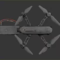 Highly Detailed Drone Model With Rotating Propellers And Metallic Body Structure
