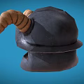 Black Helmet With Ram Horns And White X Symbol For Fantasy Character Creature