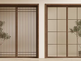 New Chinese-style sliding door 3d model