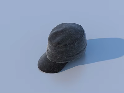 Black Fabric Hat With Flat Brim On Simple Grey Background Design 3d model