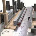 Decorative Ornament Set With City Model Ruler Track And Red Small Train