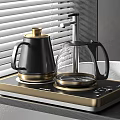 Modern Black And Gold Kitchen Appliances With Electric Kettle Glass Coffee Pot And Heating Plate