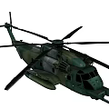 Military Green Helicopter With Rotors And Details
