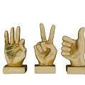 Golden Hand Gesture Decorative Set with Peace OK and Thumbs Up Signs for Home Decor