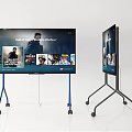 Modern TVs on Wheeled Mobile Stands Display Gaming Media Content 3d model