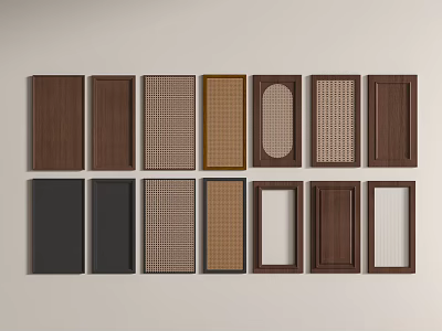 Various Cabinet Door Panels With Wooden Textured And Solid Color Designs 3d model
