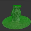 Tree Stump Decorative Base In Natural Outdoor Scene With Circular Moss Covered Surface