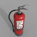 Red Fire Extinguisher with Mounted Hose and Instruction Label as Safety Equipment