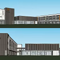 Modern School Simple School 3d model