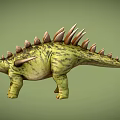 Realistic Stegosaurus Dinosaur Model With Green Striped Body And Back Spikes