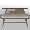 Modern Leisure Chair With Wooden Frame Perforated Backrest And Light Fabric Cushion