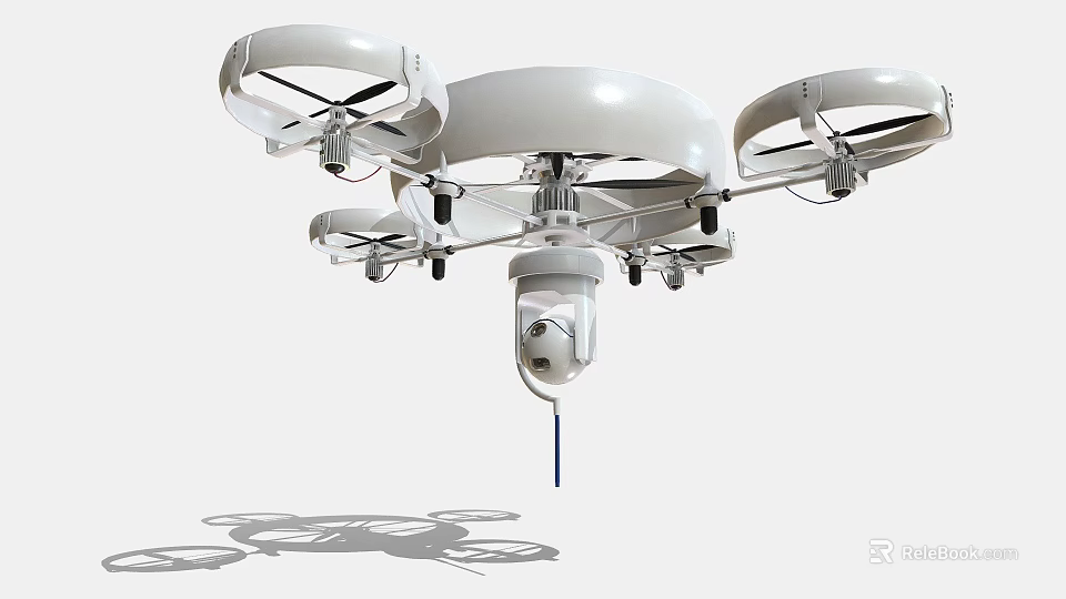 White Drone With Multiple Propellers And Camera Hanging Device Design 3d model 