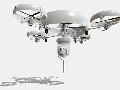 White Drone With Multiple Propellers And Camera Hanging Device Design 3d model