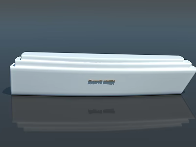 Modern White Reception Desk Design With Sleek Surface And Property Hotel Logo 3d model