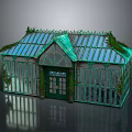 Greenhouse Building With Green Frame Glass Roof and Climbing Vines Exterior Design