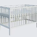 White Baby Crib With Simple Design Safety Rails And Comfortable Mattress