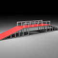 Metal Frame Platform Structure With Red Ramp And Steel Support Design 3d model