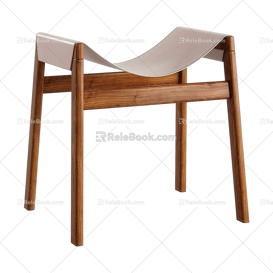 Wooden Casual Wooden Stool 3d model