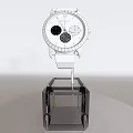 SELVA Black Dial Watch With Multiple Subdials Black Strap And Clear Crystal Base 3d model