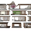 New Chinese Style Pavilion Flower Rack Gallery Rack Grape Rack 3d model