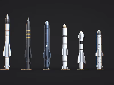 Military Weapon Rockets Collection With Various Designs And Sizes On 3d model