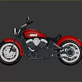 Red Classic Motorcycle With Black Accents Chrome Details Headlight Leather Seat And Spoked Wheels