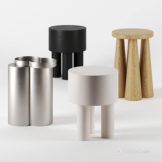 Modern Minimalist Round Dining Tables In Different Materials For Creating Simple Elegant Home Dining Spaces 3d model 