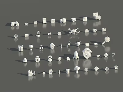 Modern Icons Cartoon Minimalist Icons 3d model